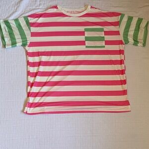 Striped Pink and Green Women's Tee